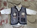 Комплект памучна блузка и жилетка, снимка 1 - Комплекти за бебе - 29706511