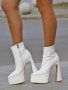 Боти на ток - бяла кожа - YSV1, снимка 2