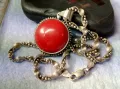 МАРКОВО СРЕБЪРНО КОЛИЕ с СРЕБЪРЕН МЕДАЛЬОН СРЕБРО 925 ITALY с ЮВЕЛИРНО ШЛИФОВАН ЧЕРВЕН КОРАЛ 34928, снимка 10