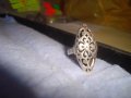 СТАРИНЕН АЖУРЕН АР НУВО СРЕБЪРЕН ФЛОРАЛЕН ПРЪСТЕН ВИСОКА ПРОБА СРЕБРО МАЙСТОРСКА РАБОТА УНИКАТ 7141, снимка 8