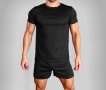 Мъжки спортен екип за фитнес от дишаща материя - тениска + къси панталони									