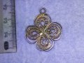 СТАРИННА ФИЛИГРАННА ПОСРЕБРЕНА МЕДНА ВИСУЛКА МЕДАЛЬОН ЧЕТИРИЛИСТНА ДЕТЕЛИНА РЪЧНА ИЗРАБОТКА 40092, снимка 9