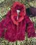 Червено,дебело еко палто и шапка, снимка 3