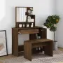 vidaXL Тоалетка с огледало, Кафяв дъб, 86,5x35x136 см, снимка 3