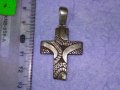 СТАР ОРНАМЕНТИРАН НАГРЪДЕН СРЕБЪРЕН КРЪСТ ОКСИДИРАНО СРЕБРО 925 с НУЖДА от ЛЕКА РЕСТАВРАЦИЯ 18723, снимка 4