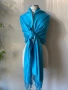 Тюркоазено син шал от коприна, кашмир, вълна, памук/ ралични видове, снимка 9
