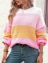 Дамски моден пуловер с цветни блокове, 3цвята - 023, снимка 12