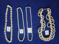 перли - 4 колиета ,  кехлибар - 2 полски огърлици и гривна, обеци комплект, огърлица от кост и др..., снимка 1