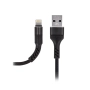 Кабел USB - Lightning, Maxlife MXUC-01 1м в кутия 2A плетен с подсилени конектори, за iPhone, Черен , снимка 1