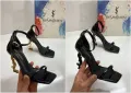 Yves Saint Laurent Дамски Черни Сандали На Ток - 2 Налични Цвята На Тока Код E324, снимка 1