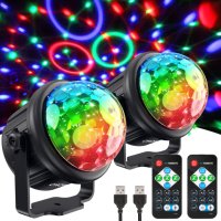 Комплект Mini Disco Ball Party Light 360° въртяща се LED RGB парти лампа с дистанционно диско топка, снимка 1 - Други - 44149282