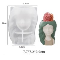 3D момиче с цветя ваза кашпа силиконов молд форма гипс смола , снимка 3 - Форми - 42365136