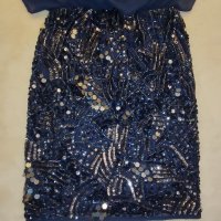Официална дамска рокля в тъмносин цвят с пайети и камъни LACE & BEADS размер XS цена 80 лв.+ подарък, снимка 2 - Рокли - 42684753