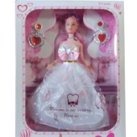 Кукла с бална рокля,розова коса и обици, снимка 2 - Кукли - 42634021