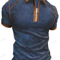 Мъжка поло риза с цип и ревер с къс ръкав, 6цвята , снимка 3 - Тениски - 44780947