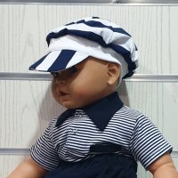 Нова детска моряшка шапка козирка на едро райе, от 6 месеца до 8 години, снимка 3 - Шапки, шалове и ръкавици - 29976261
