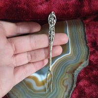 Сребърна малка виличка ,9,5 см дължина , снимка 4 - Антикварни и старинни предмети - 42606087