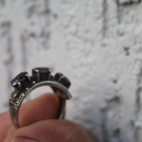 Дамски сребърен пръстен аметист с маркезити, снимка 9 - Други ценни предмети - 44278660