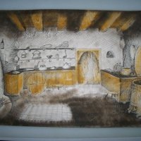 "Къщата на бедния Лука" графика от арх. Богоя Сапунджиев, снимка 4 - Картини - 12869926