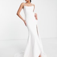 Сватбена / булчинска бяла дълга рокля, тип русалка, снимка 2 - Рокли - 42657096