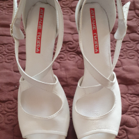 Бели летни официални обувки на ток, 42 размер!, снимка 6 - Дамски обувки на ток - 44792849