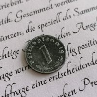 Монета - Трети райх - Германия - 1 пфениг | 1944г.; серия D, снимка 2 - Нумизматика и бонистика - 37898113
