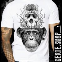 Тениска с щампа CHIMP AND SKULL, снимка 1 - Тениски - 42664309