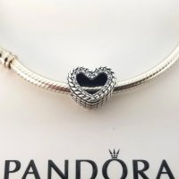 Сребърнен талисман Пандора Pandora Snake Chain Pattern Open Heart, снимка 3 - Гривни - 35082523