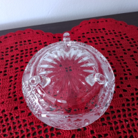 Бонбониера кристал + подарък ръчно плетена покривчица, снимка 7 - Декорация за дома - 44694952