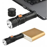  Мощен метален акумулаторен фенер зареждаем с USB , снимка 2 - Екипировка - 30353503