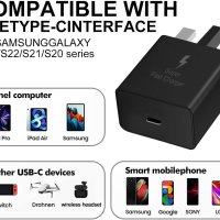 Зарядно устройство Samsung 25W за Samsung Galaxy S22 S21 S20 S10 S9 S8 25W, USB C, снимка 5 - Оригинални зарядни - 44185756