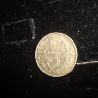 3 пенса 1921 година Крал Джордж V Обединено Кралство Великобритания стара сребърна монета 16673, снимка 1 - Нумизматика и бонистика - 30496860
