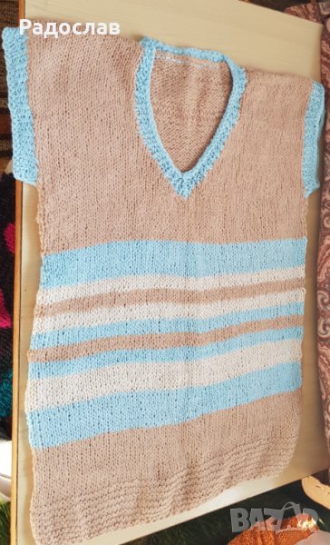 Детски ръчно плетен пуловер нов, снимка 1