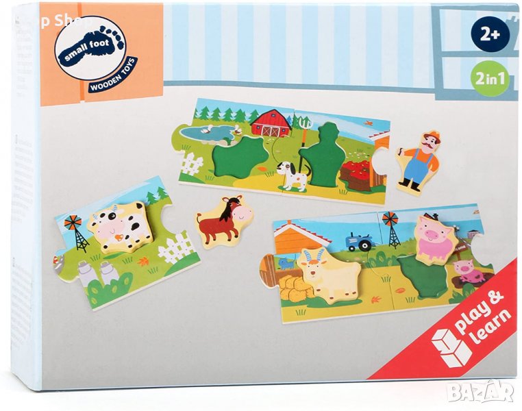 Small Foot Painted Wood Puzzle Farm/Дървен голям пъзел , снимка 1