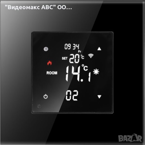 Смарт WiFi термостат LUX-ON,Сензорен екран,управление TuyaSmartApp, Стъклена рамка, БЯЛ,ЧЕРЕН,СИВ, снимка 1