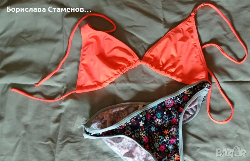 Бански горнище корал и шарено долнище, снимка 1