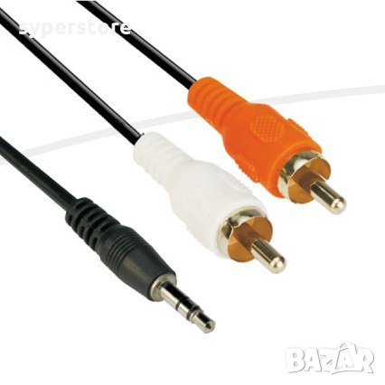Кабел Аудио жак 3.5mm Мъжки към Два RCA чинча Мъжки 3м VCom SS001326 Cable St.Jack-2xRCA M/M, снимка 1