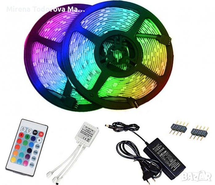 Водоустойчива светлинна лента с LED лампа  10м цветна светлинна лента, снимка 1