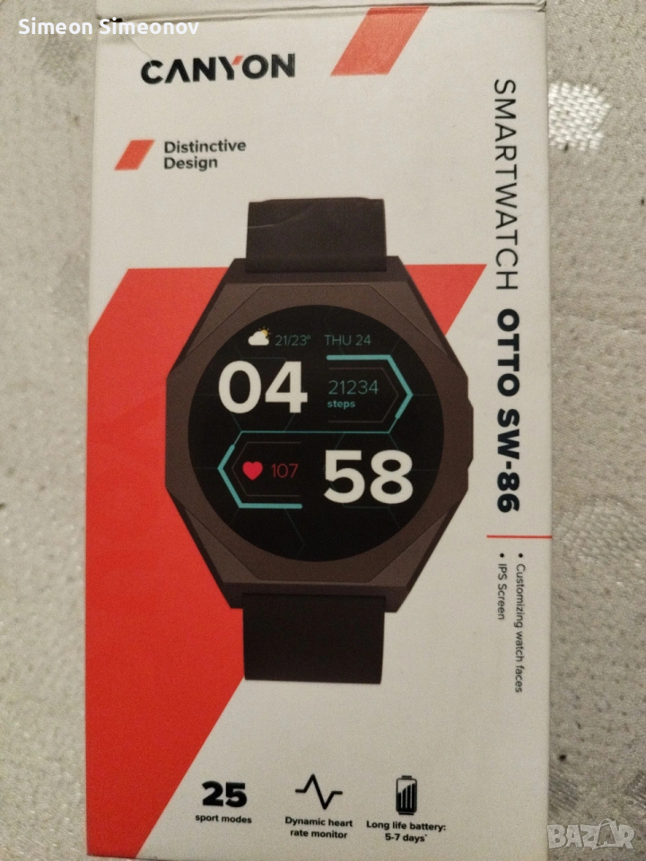 smartwatch canyon otto sw-86,mnogo zapazen s zarqdno, снимка 1