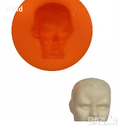 малко мъжко кръгло лице силиконов молд форма фондан шоколад гипс, снимка 1