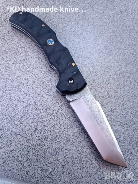 Сгъваем нож ръчно изработен от N690co стомана + ПОДАРЪК кания, снимка 1