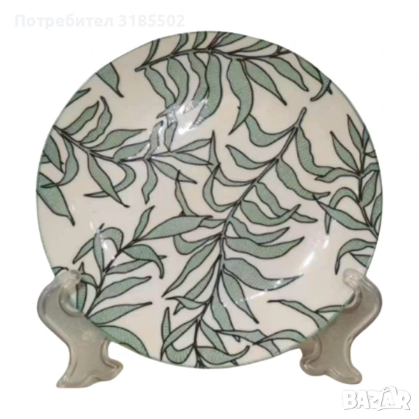 Порцеланова чиния с пластмасова поставка 19см, Листа 2, снимка 1