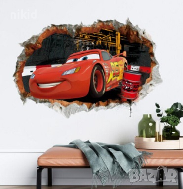 3d колите маккуин макуин cars кола дупка стикер постер за стена лепенка декорация, снимка 1