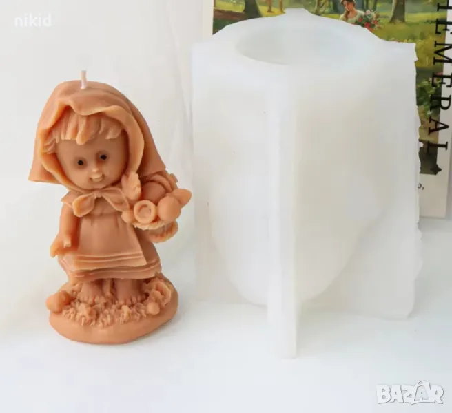 3D Червената шапчица момиче момиченце силиконов молд форма смола свещ гипс шоколад, снимка 1