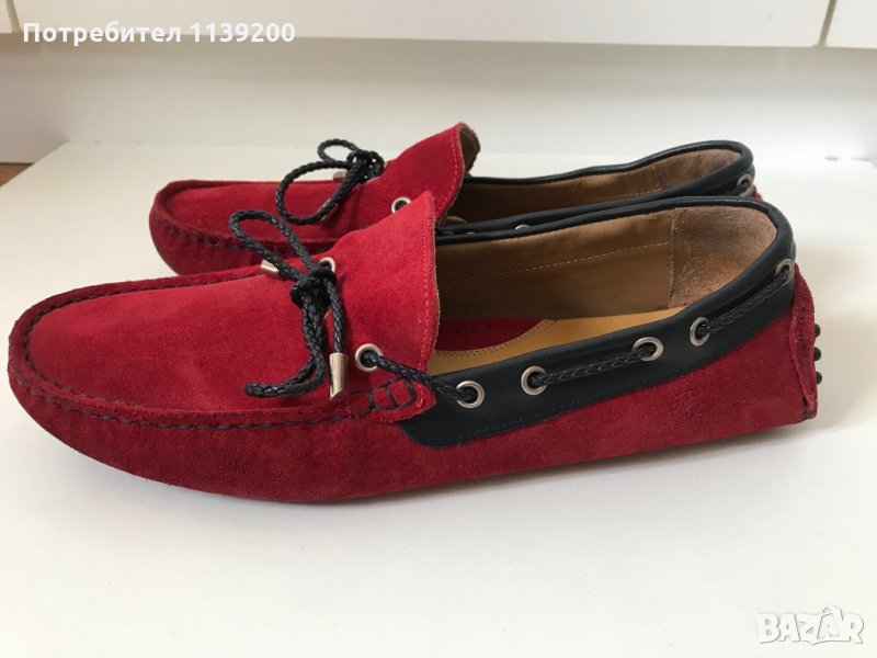 IZAC 41 червени мокасини естествена кожа ръчна изработка, снимка 1