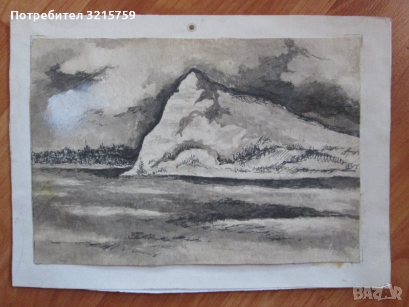 Стара Картина акварел, 25х15см., снимка 1