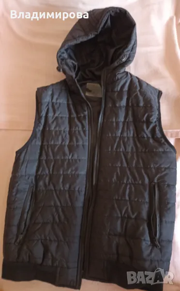 Черен шушляков елек с качулка, снимка 1