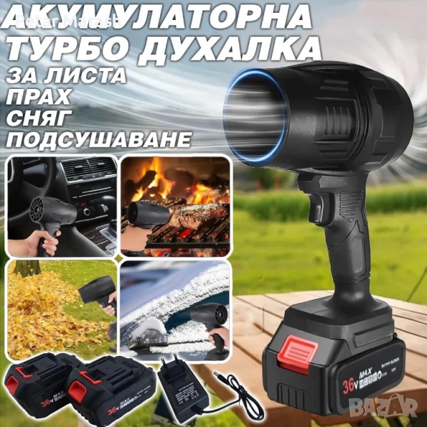 Мощна акумулаторна духалка 1500W – Турбо пистолет за листа, прах, сняг и подсушаване, снимка 1