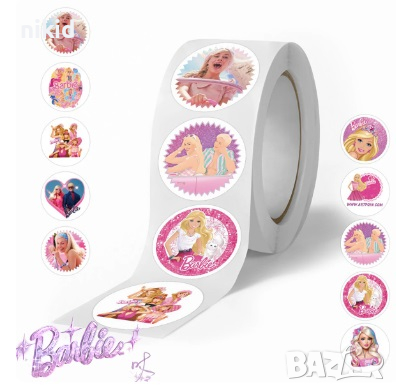 100 бр Барби Barbie малки самозалепващи лепенки стикери за ръчна изработка за подарък, снимка 1