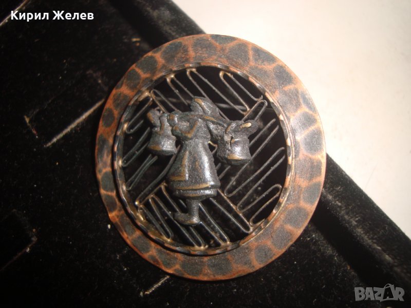 СТАРА КОВАНА МЕДНА ЕТНОГРАФСКА БРОШКА МАЙСТОРСКА ИЗРАБОТКА 8769, снимка 1